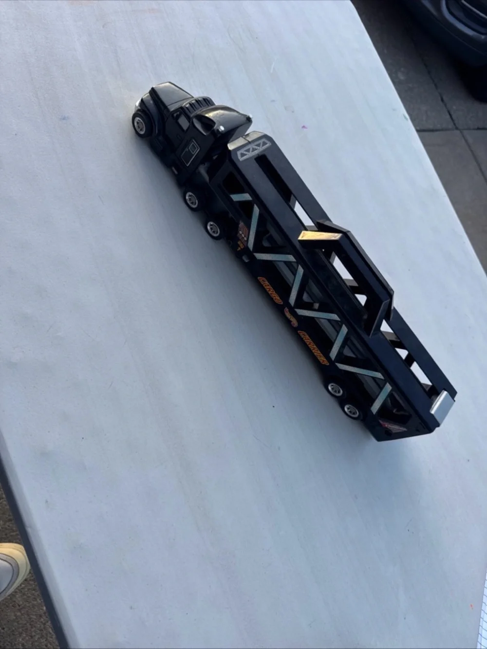 Hotwheels Black Toy Cargo Carrier 1997 Vintage. 18.5” pre-owned